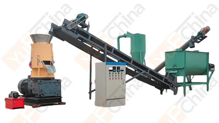 Flat die wood pellet production line